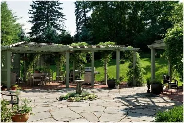 Resistant wooden pergola with summer kitchen