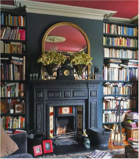 Mantel Fireplace Black Library