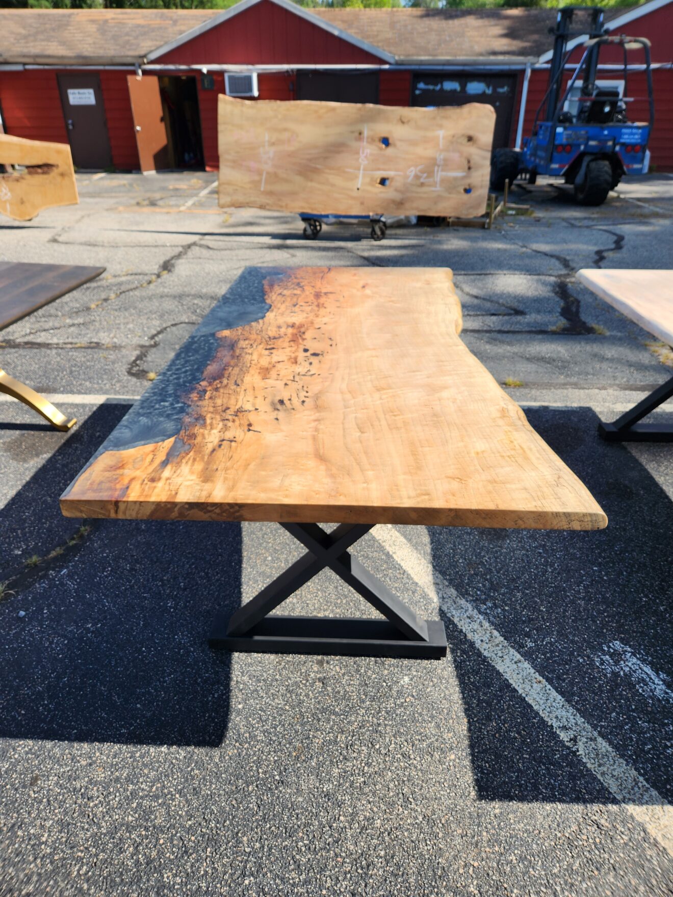 Spalted Maple Dining Table With Battleship Epoxy Section Wood Touch